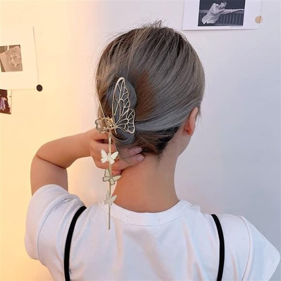 Butterfly Hair Clips 1PCS Butterfly Metal Hair Claw Clip Big Nonslip Gold Hair